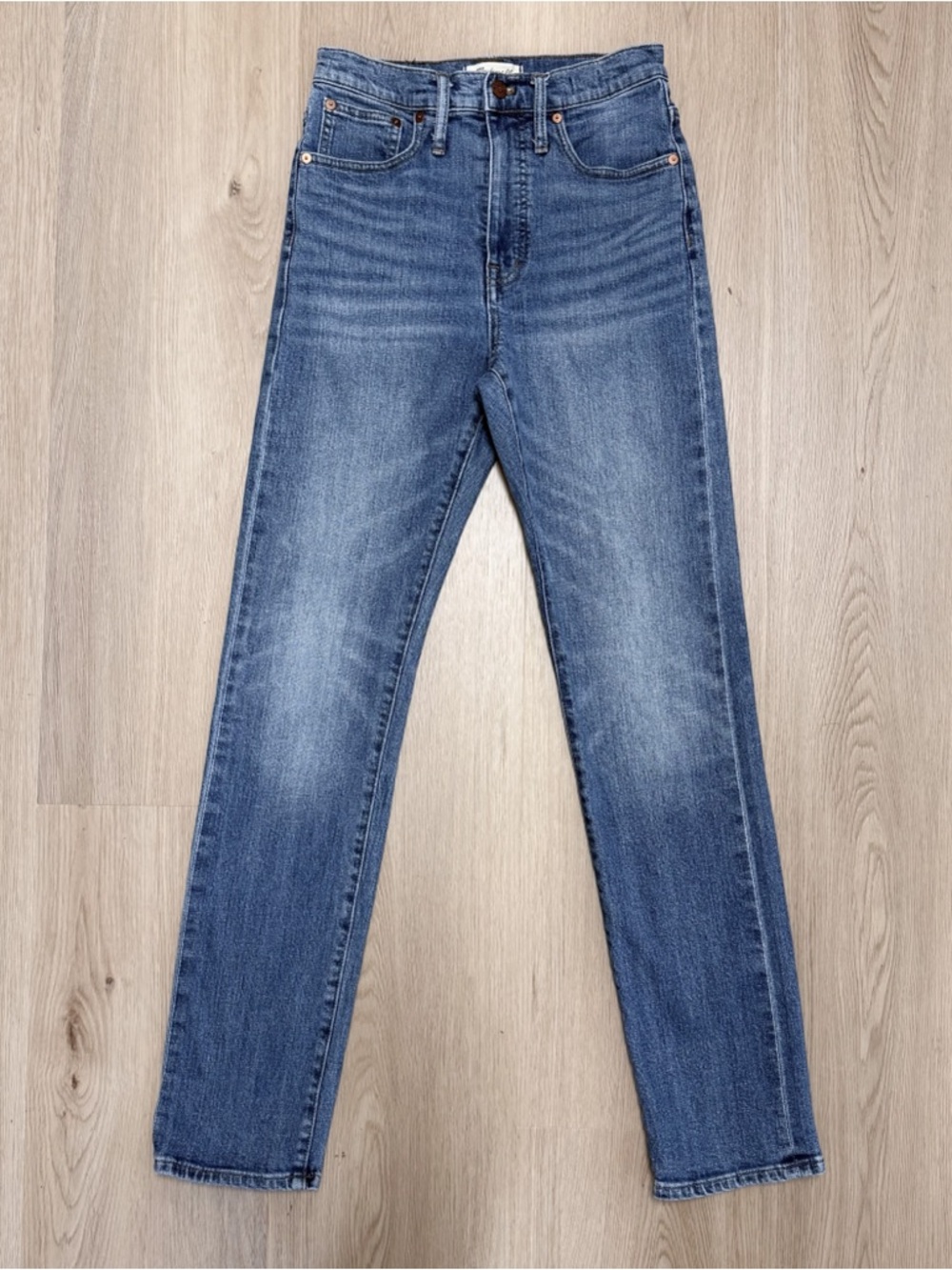 Madewell Medium Wash High Rise Full Length Classic Straight Leg Jeans 27